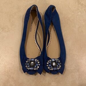 Adrienne Vittadini Royal Blue Jeweled Bow Flats